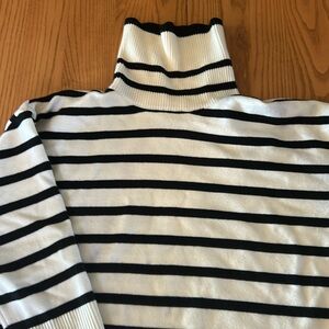 Women’s turtleneck sweater white with black stripes, worn a few times